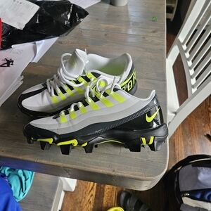 Nike White and Neon Green Soccer Cleats